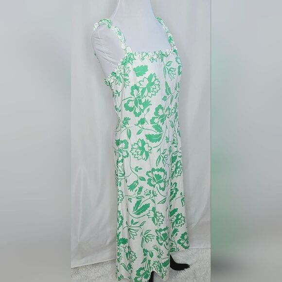 Draper James RSVP Linen Blend Floral Ruffled Neck Midi Dress Size 14 - Picture 6 of 13